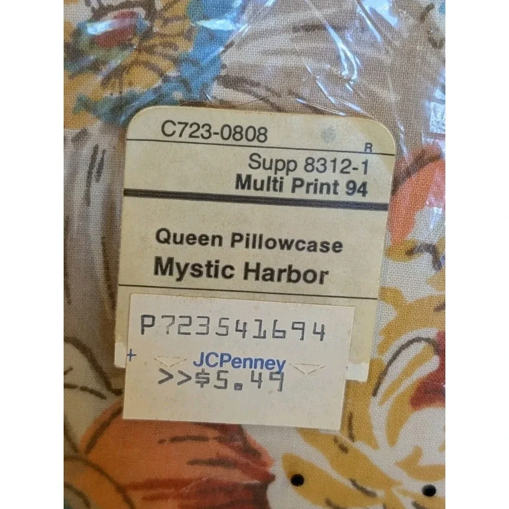 NOS Queen Pillowcases Set Of 2 Percale Floral JC Penney Mystic Harbor Linens Vtg